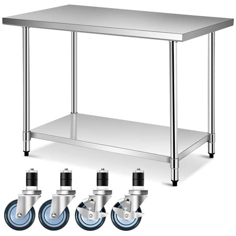 28x48 stainless steel prep table with cabinet|Outopee 48 x 30 in. Stainless Steel Kitchen Prep Table with .